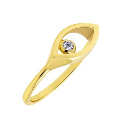 Χρυσό δαχτυλίδι μάτι Κ9 με ζιργκόν